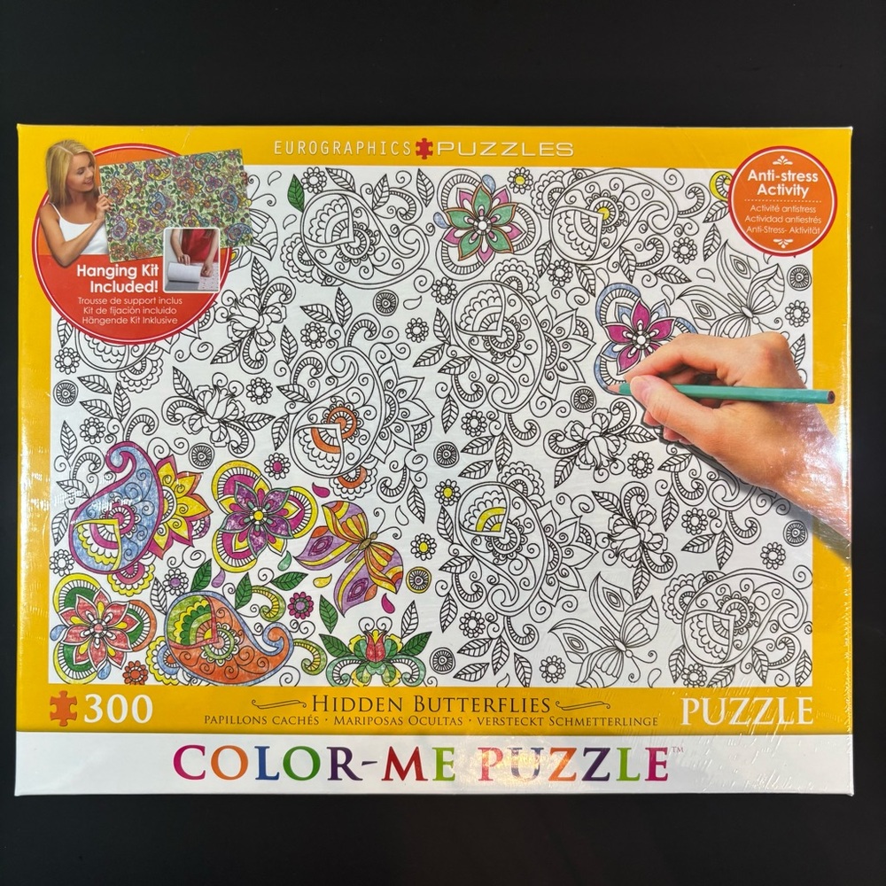 NEW Hidden Butterflies Color Me 300 Piece Jigsaw Puzzle by Eurographics